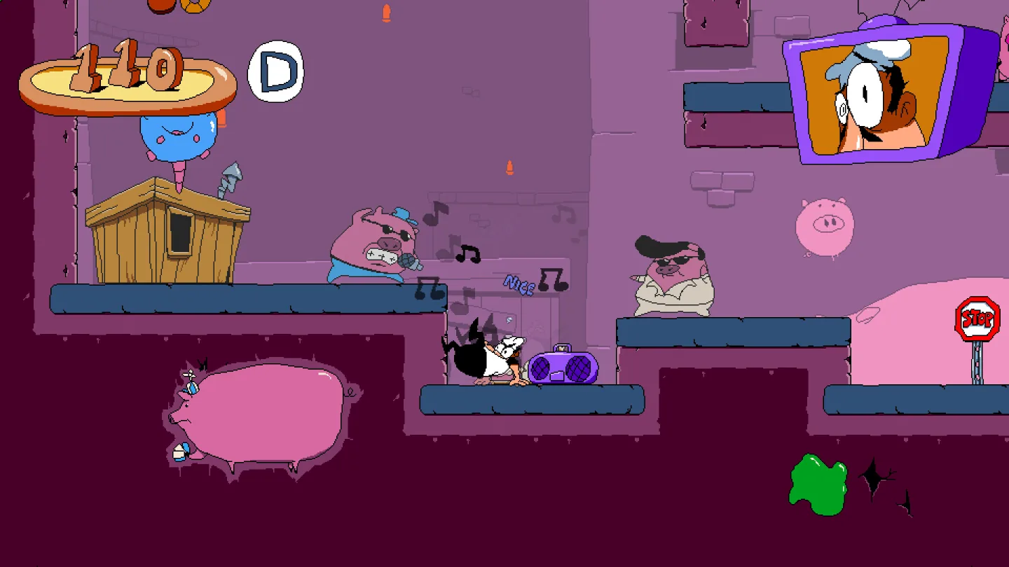 Pizza Tower hand-drawn cartoon platformer gameplay screenshot